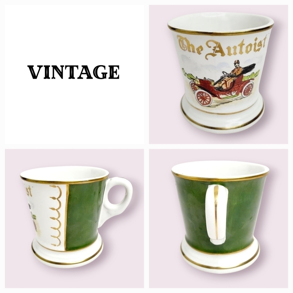 Original 1950s The Autoist Shaving Mug Sportmans Series Vintage Shaving Mug